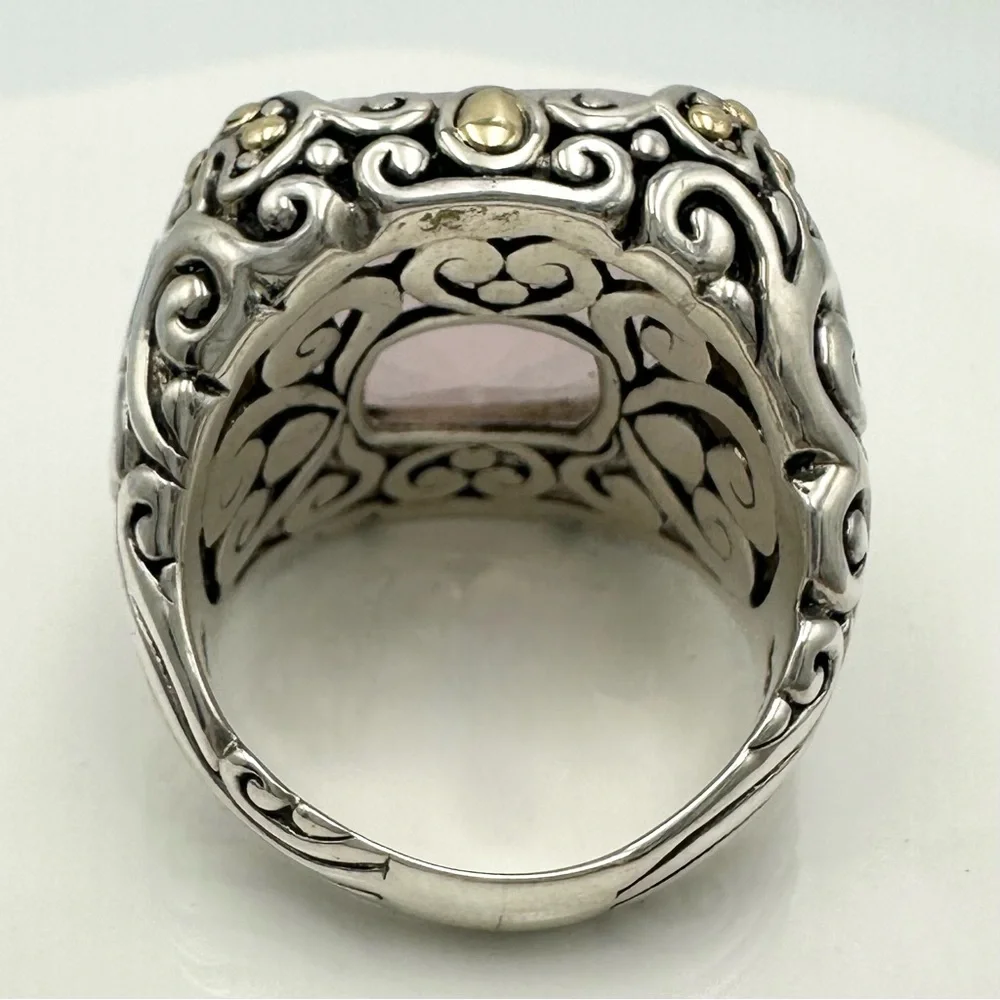 Robert Manse Bali Designs Bold Cushion Cut Pink Chalcedony Ring Size 7